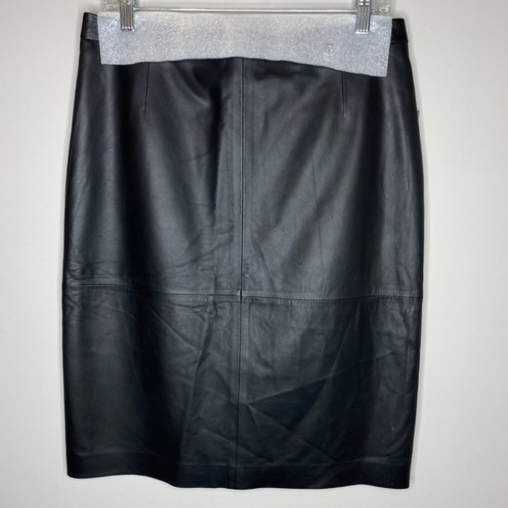 Pure Collection Size 8/10 Black Leather Pencil Skirt, NWT